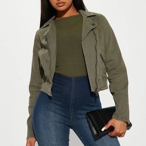 Olive green jacket fashion nova